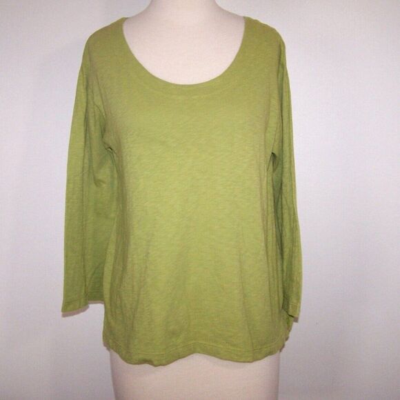 Habitat Shirt Top Small Green 3/4 Sleeves Scoop Neck 100% Cotton Womens Casual - Picture 2 of 9